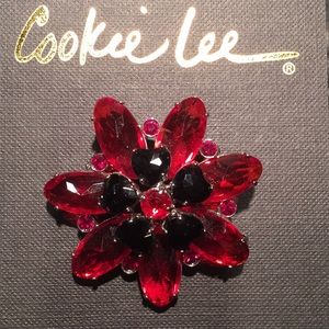 ❌SOLD❌Gorgeous COOKIE LEE red/black crystal brooch